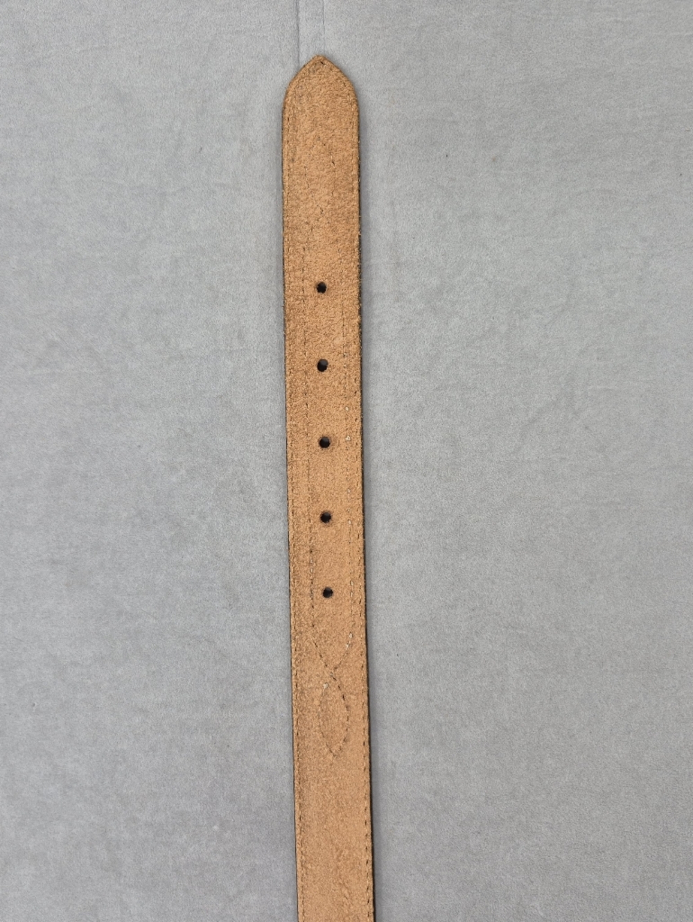 Classic Navy Leather Belt with Brass Buckle - Picture 5 of 12